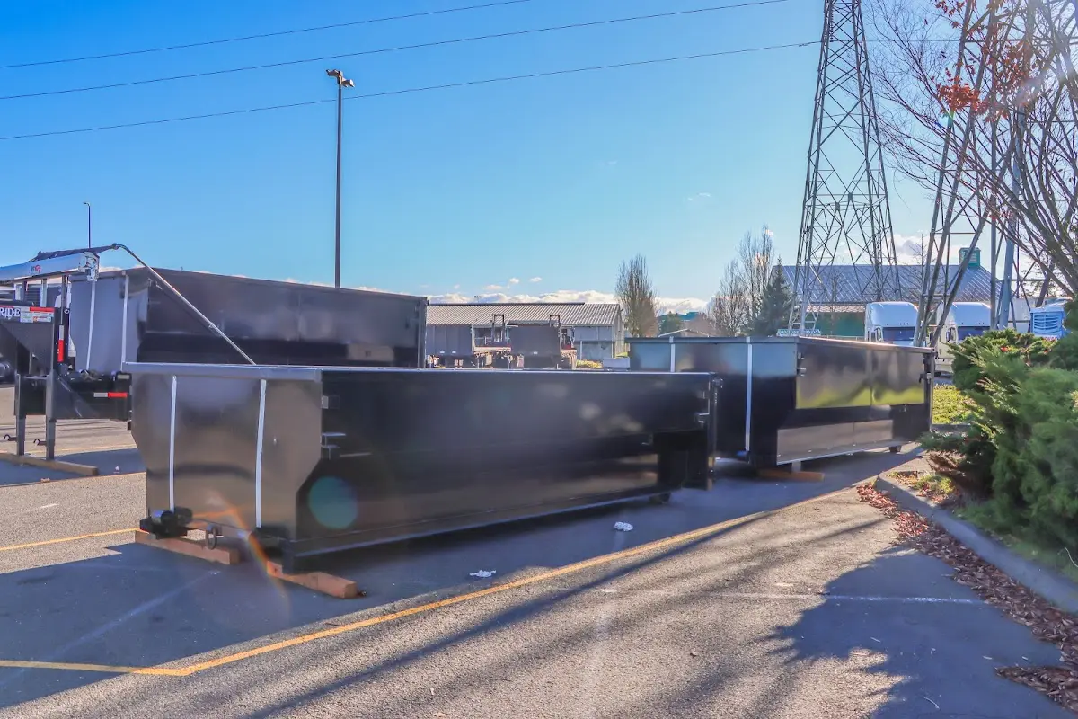 Roll-off dumpster ready for waste disposal at job site for Construction Dumpster Rental in Lodi